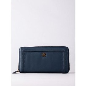 Icon Large Leather Zip Purse in Navy