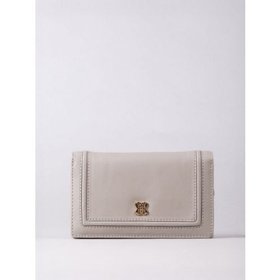 Icon Medium Leather Flapover Purse in Grey