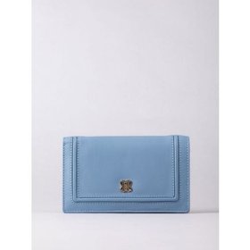 Icon Medium Leather Flapover Purse in Sky Blue