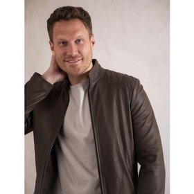 Crook Men's Leather Jacket in Brown - Size 38