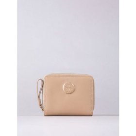 Icon Embossed Small Leather Zip Purse in Camel