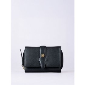 Icon Stud Medium Leather Tab Purse in Black