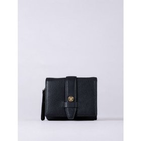 Icon Stud Mini Leather Flapover Tab Purse in Black