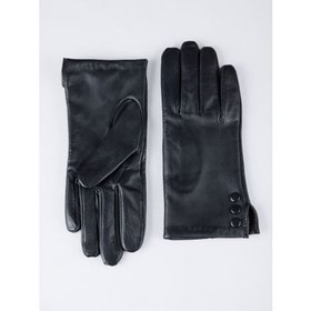 Beatrice II Button Detail Leather Gloves in Black - Small
