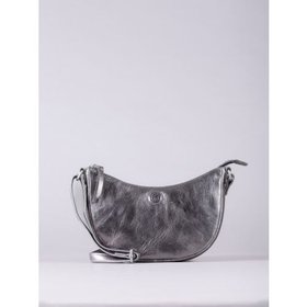 Coniston Crescent Leather Cross Body Bag in Metallic Pewter