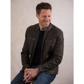 Harker Men's Leather Jacket in Brown - Size 38