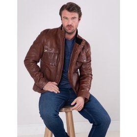 Burnmoor Men's Leather Jacket in Brown - Size 38