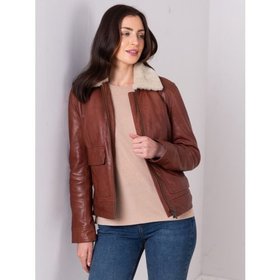 Bayles Leather Jacket in Tan - Size 10