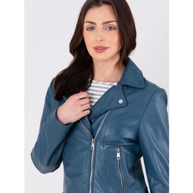 Thornhill Women's Leather Biker Jacket in Blue - Size 10
