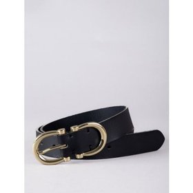 Bowness Leather Dual Buckle Belt in Black - XX Large