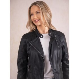 Nicola III Women's Leather Biker Jacket in Black - Size 8