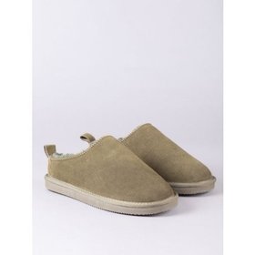 Ladies' Sheepskin Clog Slippers in Olive Green