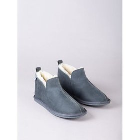 Men's Leather Slipper Boot in Charcoal