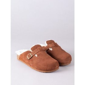 Unisex Sheepskin Clog Slippers in Tan