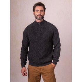 Langdale Quarter Zip Men's Jumper in Dark Grey - Small