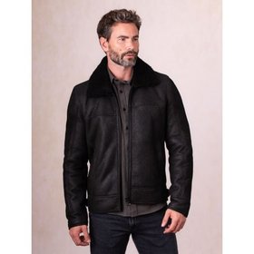 Harrier Men's Sheepskin Flying Jacket in Black