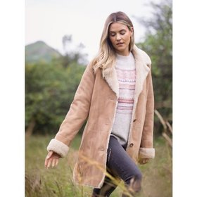 Dove Shearling Longline Coat - Size 10