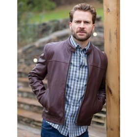 Calder Men's Leather Jacket in Port - Size 38