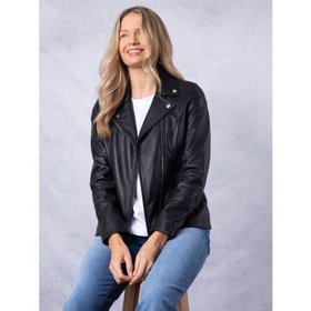 Knotts Women's Leather Biker Jacket in Black - Size 10