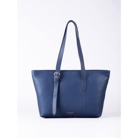 Langdale Leather Tote Bag in Navy Blue