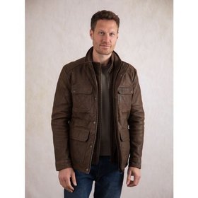 Rusland Leather Jacket in Bark Brown - Size 38