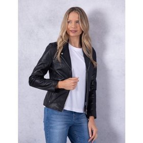 Newland Centre Zip Women's Leather Biker Jacket in Black - Size 10