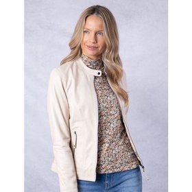 Threlkeld Women's Leather Jacket in Parchment - Size 10