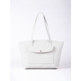 Temple Leather Tote Bag in Off White