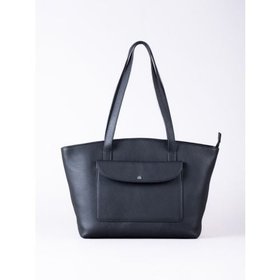 Temple Leather Tote Bag in Black