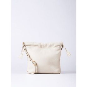 Eskrigg Leather Drawstring Cross Body Bag in Off White