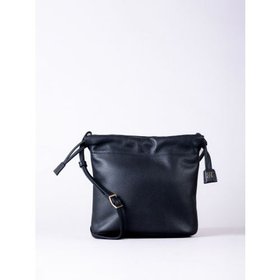 Eskrigg Leather Drawstring Cross Body Bag in Black