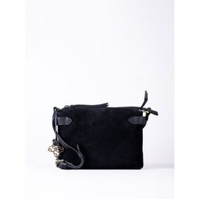 Bridge Leather Twin Pouch Cross Body Bag in Black