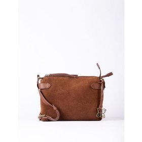 Bridge Leather Twin Pouch Cross Body Bag in Tan