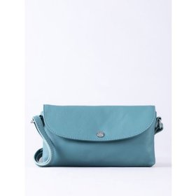 Tawns Leather Mini Flapover Bag in Mineral Blue