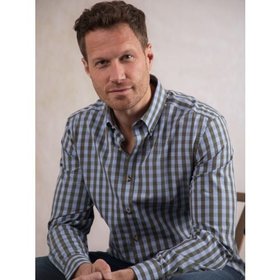 Windermere Men's Cotton Shirt in Green and Blue - Small