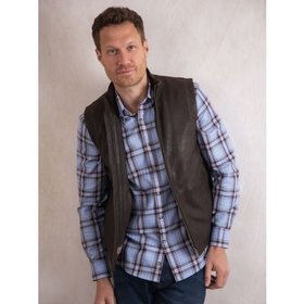 Glenridding Leather Gilet in Brown - Size 42