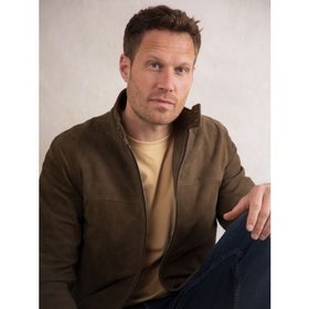 Hayton Suede Jacket in Moss Green - Size 38