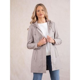 Ambleside Hooded Leather Coat in Grey - Size 10