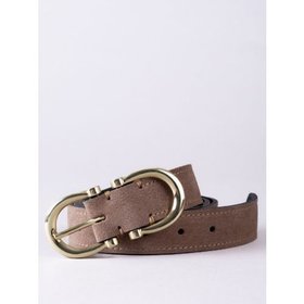 Bowness Dual Buckle Belt in Taupe Suede - X Small