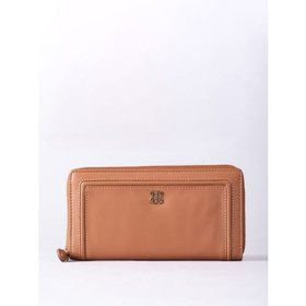 Icon Large Leather Zip Purse in Tan