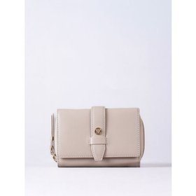 Icon Stud Medium Leather Tab Purse in Sesame Beige