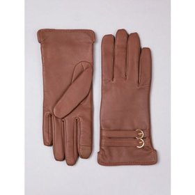 Twin Buckle II Leather Gloves in Tan - Small