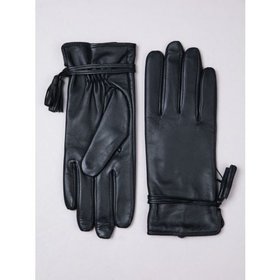 Tarraby Tassel Leather Gloves in Black