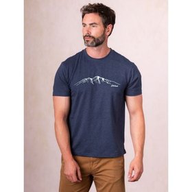 Mountain Print Cotton Blend T-Shirt in Blue - Small