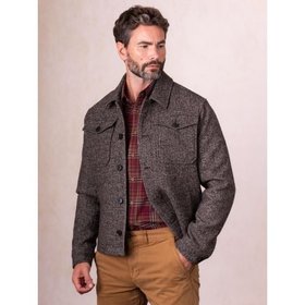 Ennerdale Wool Blend Trucker Jacket in Chestnut Herringbone - Small