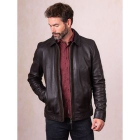 Renwickton Suede Trim Leather Jacket in Dark Brown - Size 38