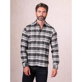 Keswick Flannel Check Shirt in Charcoal - Small