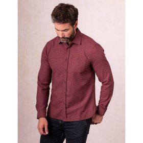 Keswick Brushed Cotton Blend Shirt in Red - Small