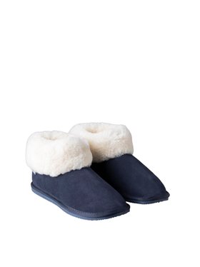 Ladies' Sheepskin Bootie Slippers in Navy