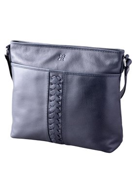 Farlam Leather Cross Body Bag in Navy
